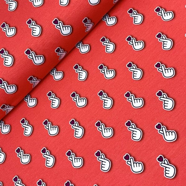 RESTSTÜCK 0,40m !!! - Bio Jersey - Baby Hearts - Col. 01 - flamme - Sakura - Hamburger Liebe - Albstoffe