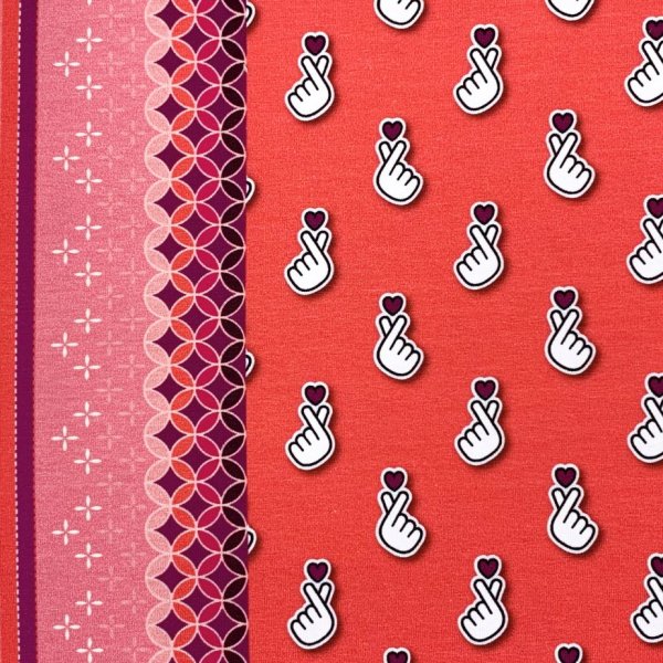 RESTSTÜCK 0,40m !!! - Bio Jersey - Baby Hearts - Col. 01 - flamme - Sakura - Hamburger Liebe - Albstoffe