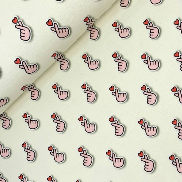 RESTSTÜCK 0,30m !!! - Bio Sweat - Baby Hearts - Col. 03 - meringa - Sakura - Hamburger Liebe - Albstoffe