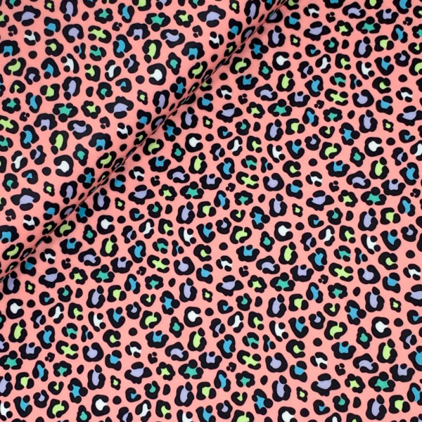 RESTSTÜCK 0,30m !!! - Badestoff Jersey - Colorful Leo - coral