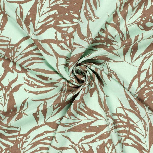 Bambus Popeline - Azra - mint/braun