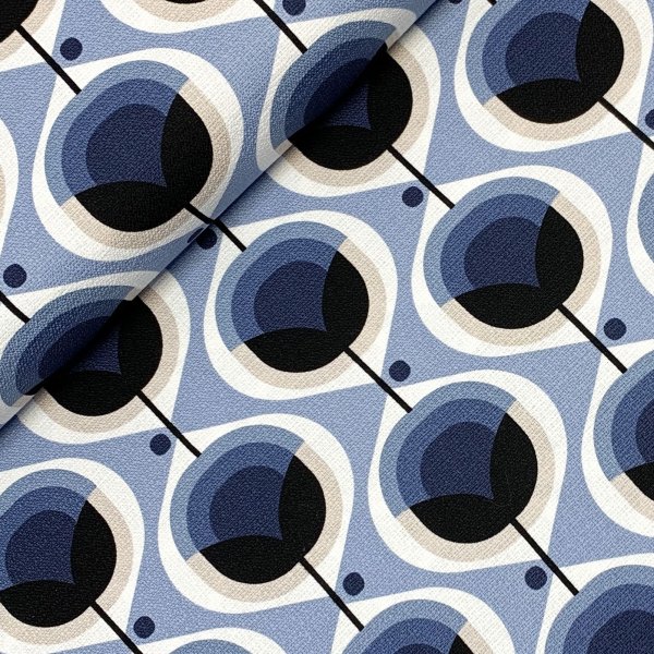 Baumwolle - Barcloth - Geo Floral - blue - Modern Retro - Cloud9 Fabrics