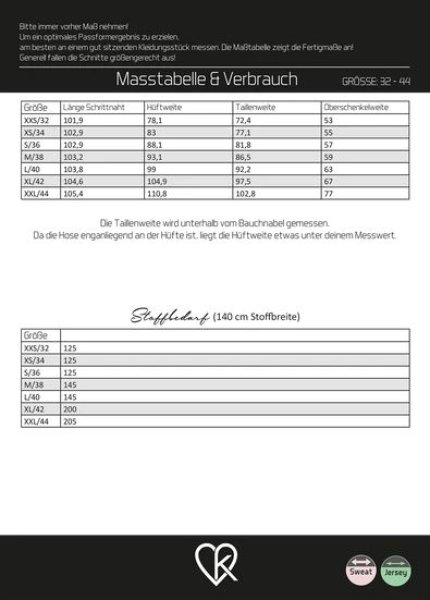 Papierschnittmuster -  Basic schmale Sweat Hose - Damen - Kibadoo