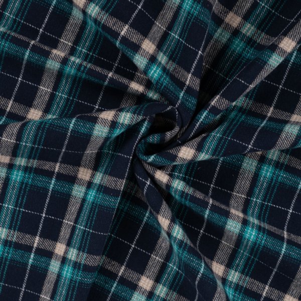 Baumwoll Flanell - Karo - petrol