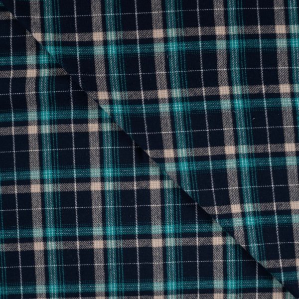 Baumwoll Flanell - Karo - petrol