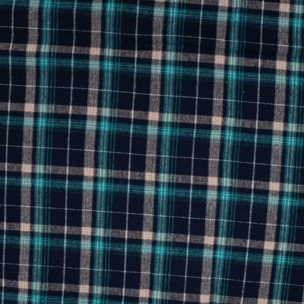 Baumwoll Flanell - Karo - petrol