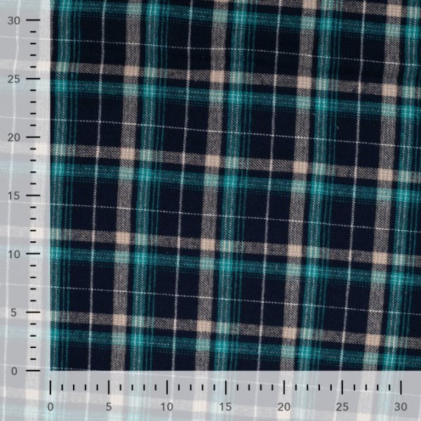 Baumwoll Flanell - Karo - petrol