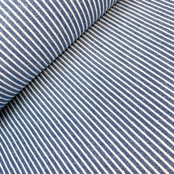 RESTSTÜCK 0,60m !!! - Baumwolle - Jeans - Streifen - mittelblau