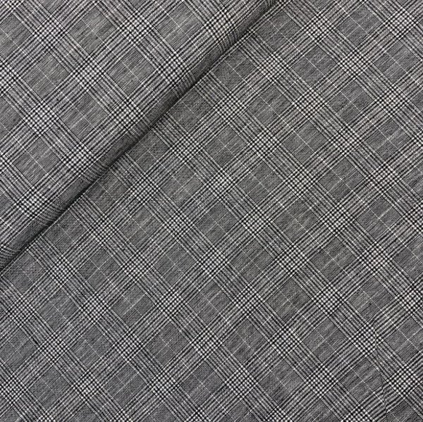 Baumwoll Leinen - Check Glitzer - black silver