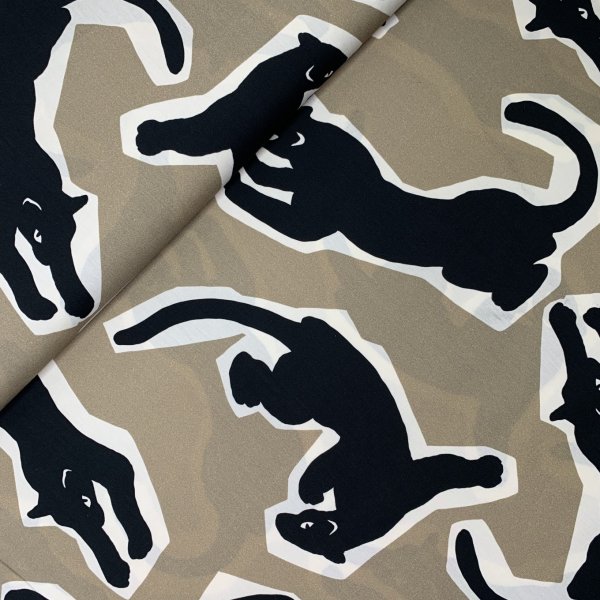 Baumwoll Popeline - Jaguar - beige/black