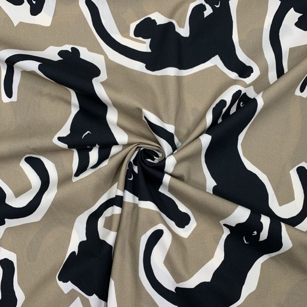 Baumwoll Popeline - Jaguar - beige/black
