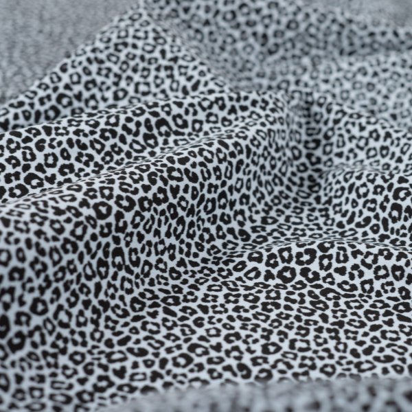 Baumwoll Popeline - Mini Leopard - dusty blue