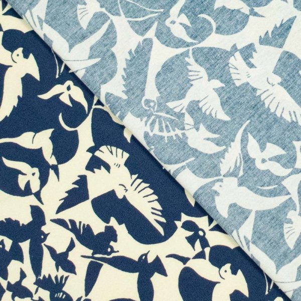 Baumwoll Popeline - Palomas - navy