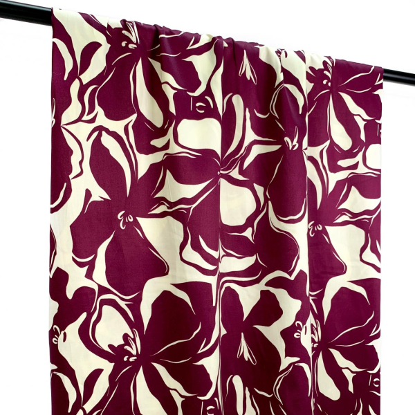 RESTSTÜCK 0,70m !!! - Baumwoll Satin - Noori Flowers - bordeaux