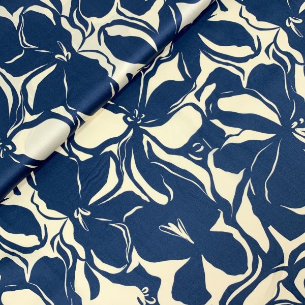 RESTSTÜCK 1,40m !!! - Baumwoll Satin - Noori Flowers - jeans