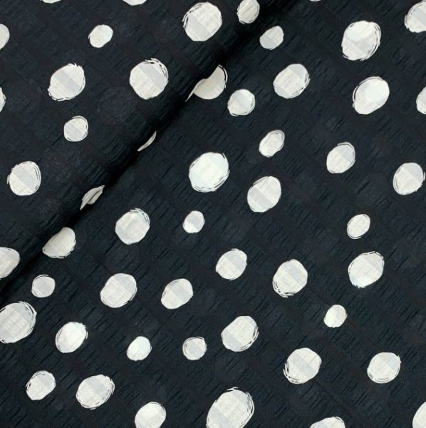 RESTSTÜCK 1,0m !!! - Baumwoll Seersucker - Dots - black
