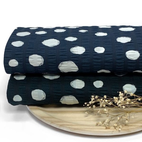 RESTSTÜCK 1,0m !!! - Baumwoll Seersucker - Dots - black