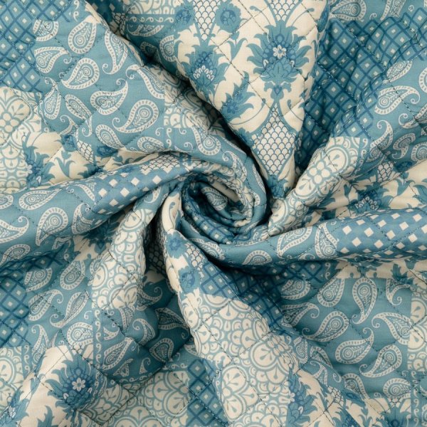 Baumwoll Stepper - Raute Paisley - türkisblau
