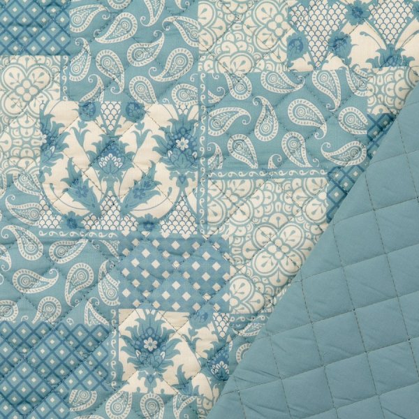 Baumwoll Stepper - Raute Paisley - türkisblau