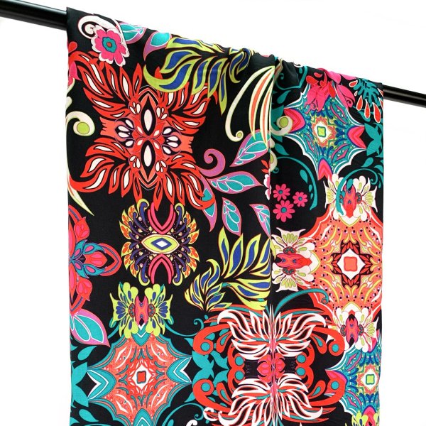 RESTSTÜCK 0,70m !!! - Baumwoll Viskose - Aziza - black/cyclam