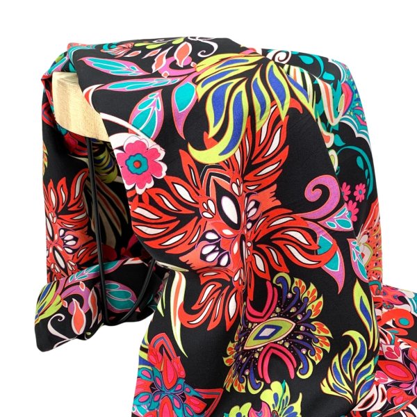 RESTSTÜCK 0,70m !!! - Baumwoll Viskose - Aziza - black/cyclam