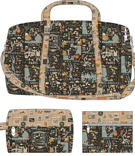 Baumwolle - Bon Voyage - Holiday Classics - Stripes - red - by Rifle Paper Co.