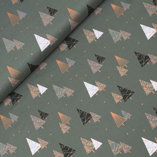 Baumwolle Popeline - Christmas Forest - khaki
