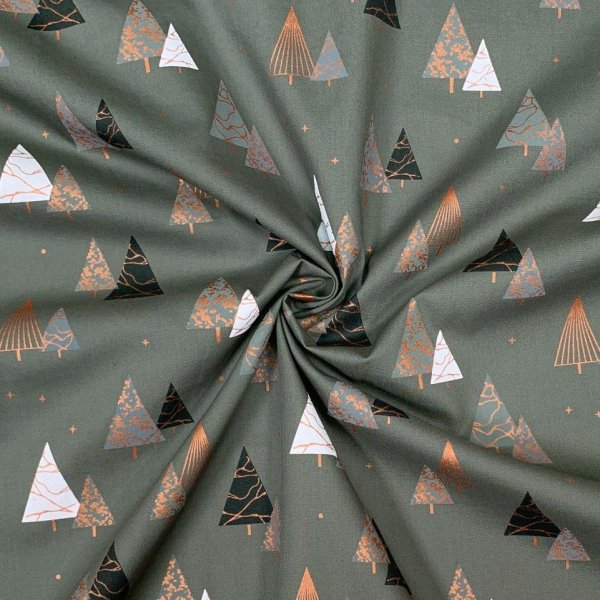 Baumwolle Popeline - Christmas Forest - khaki