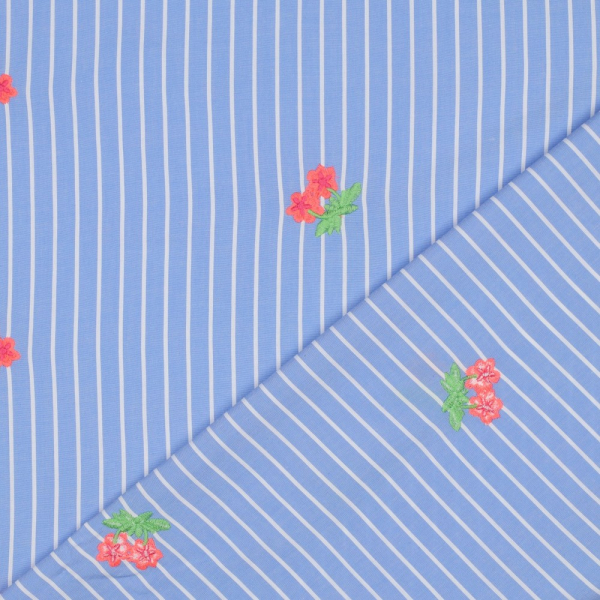 RESTSTÜCK 0,40m !!! - Bauwolle - Embroidery Maris Streifen - hellblau