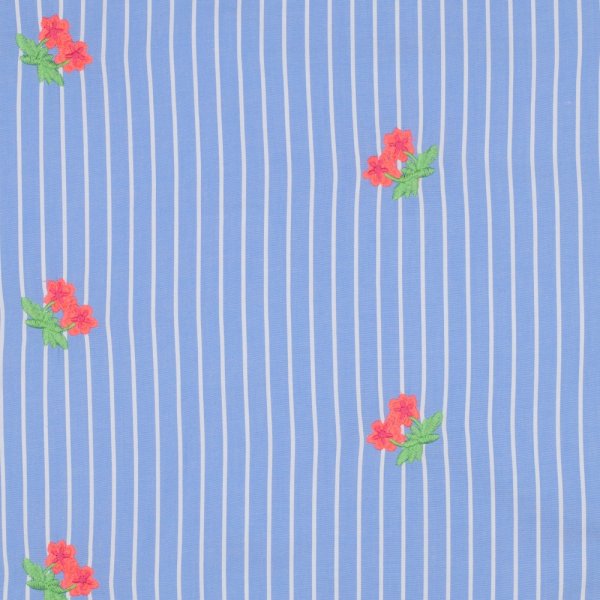 Bauwolle - Embroidery Maris Streifen - hellblau
