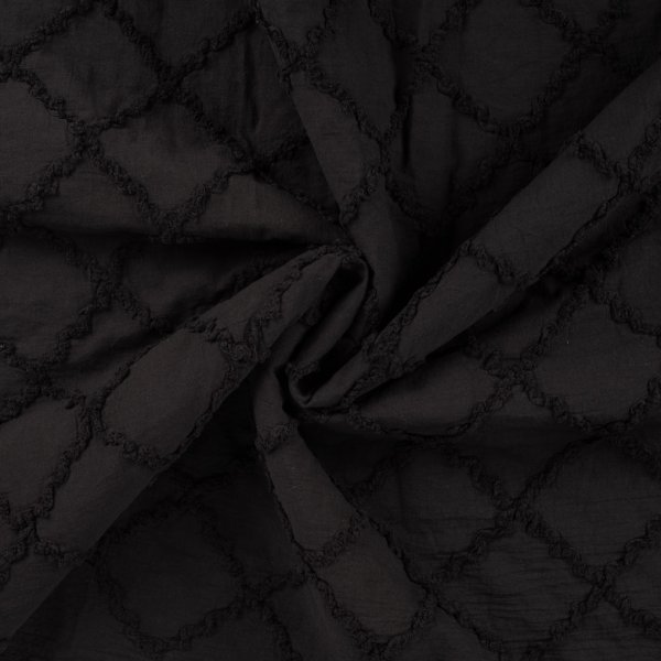 Baumwolle - Raute Fransen - black