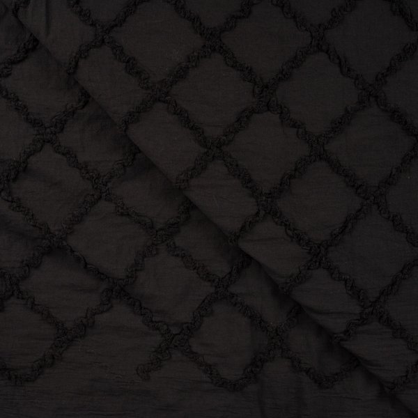 Baumwolle - Raute Fransen - black