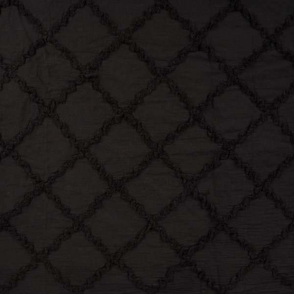 Baumwolle - Raute Fransen - black