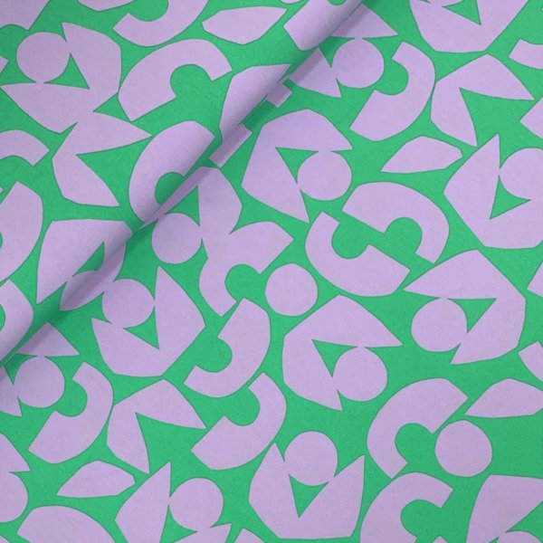 Baumwolle Popeline - Shapes - green