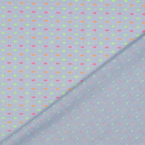 Baumwolle - Dobby - hellblau/neon