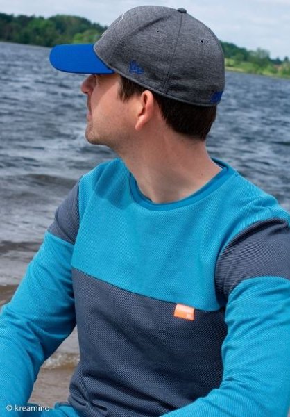 Jacquard Jersey - Serge - Streifen diagonal - grau/dunkelblau - Swafing