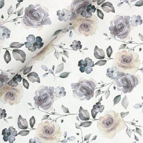 RESTSTÜCK 1,30m !!! - Bio Jersey - Dusty Roses - blue