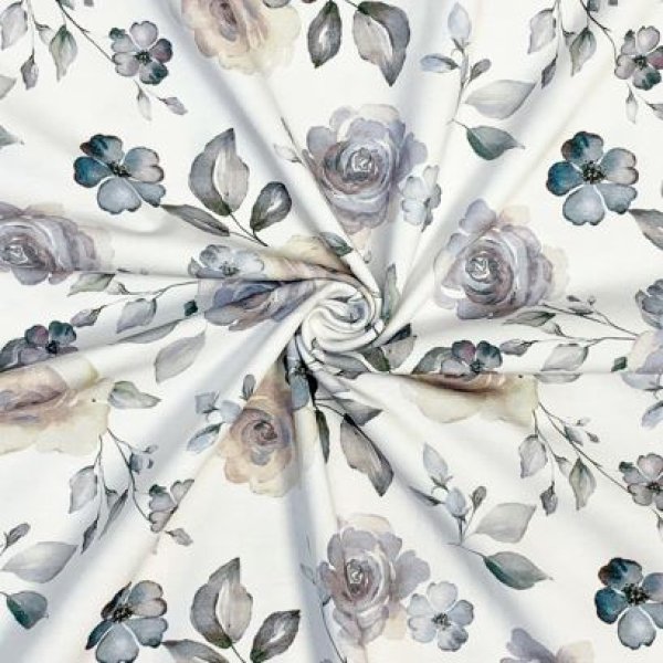 RESTSTÜCK 1,30m !!! - Bio Jersey - Dusty Roses - blue