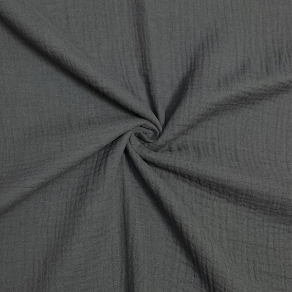 RESTSTÜCK 1,40m !!! - Bio Musselin - uni - dark grey - F002