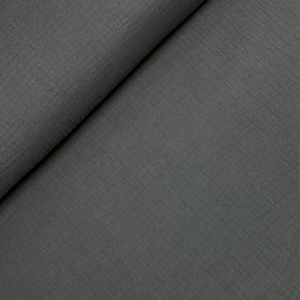 RESTSTÜCK 1,40m !!! - Bio Musselin - uni - dark grey - F002