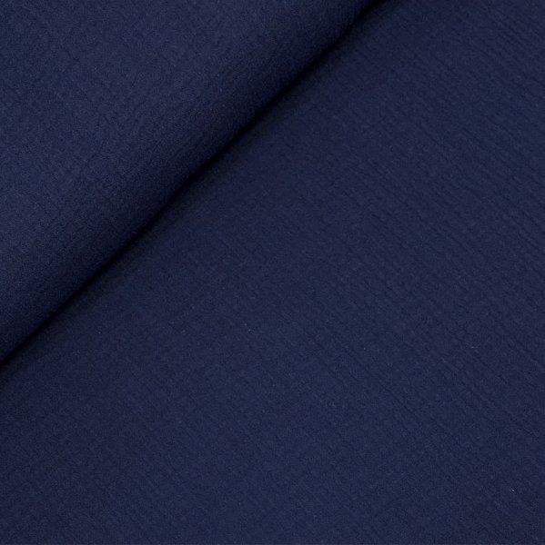 RESTSTÜCK 1,40m !!! - Bio Musselin - uni - navy - F005