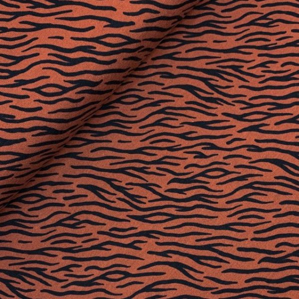 RESTSTÜCK 80cm !!! - Bio Soft Sweat - brushed - Zebra Luis - terracotta