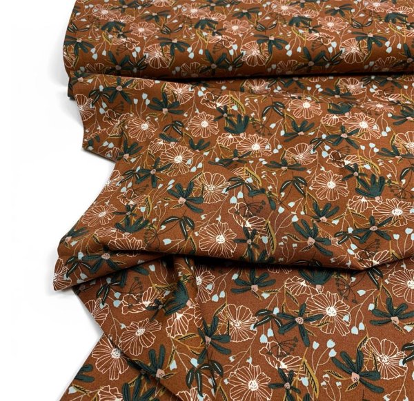 Baumwolle - Blooms - umber - Wallflower - Cotton and Steel