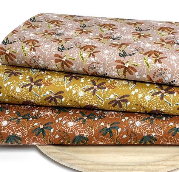 Baumwolle - Blooms - mustard - Wallflower - Cotton and Steel