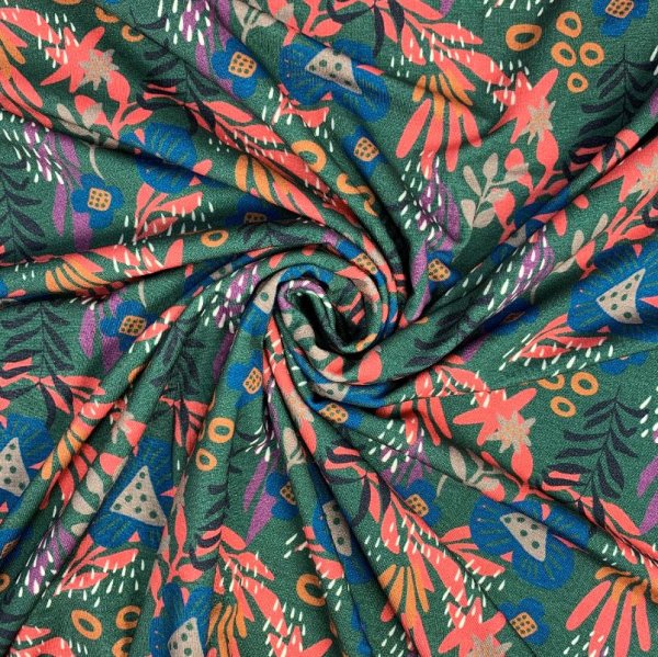 Viskosejersey - Boho Bravo - Blumen smaragd - Swafing by Jolijou