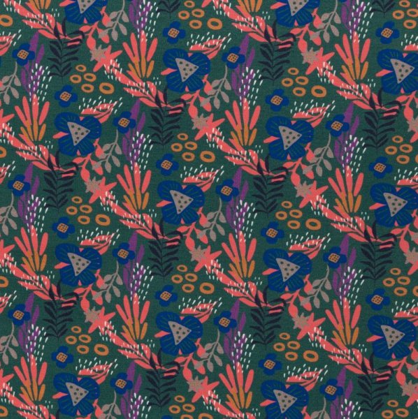 RESTSTÜCK 1,20m!!! - Viskosejersey - Boho Bravo - Blumen smaragd - Swafing by Jolijou