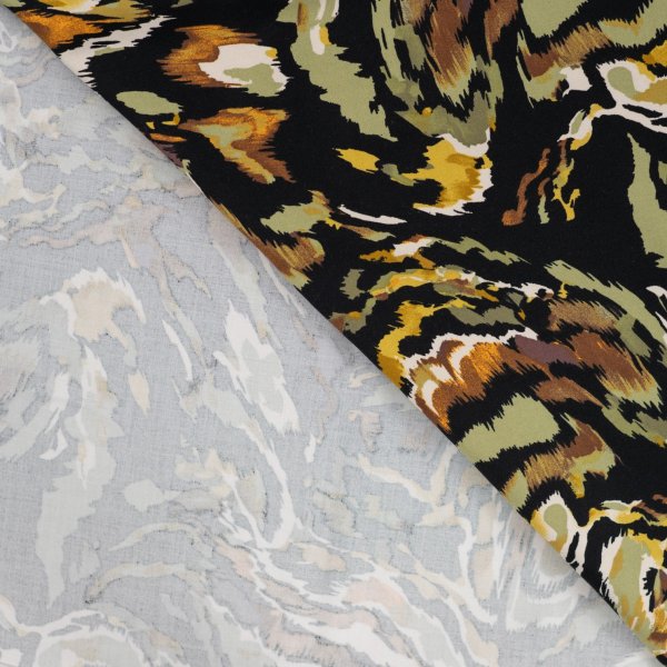 Viskosestretch - Brush stripes - khaki/black