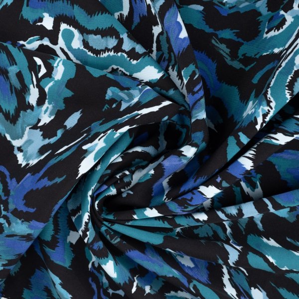 Viskosestretch - Brush stripes - petrol/black