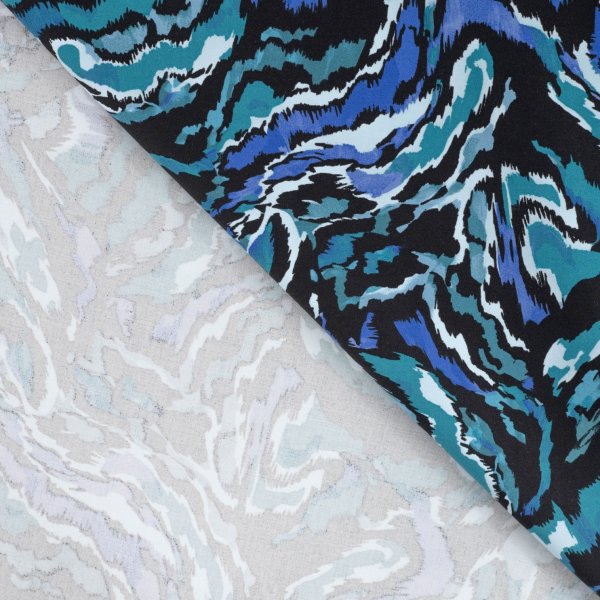 Viskosestretch - Brush stripes - petrol/black