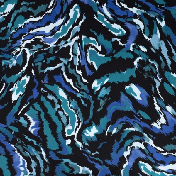Viskosestretch - Brush stripes - petrol/black